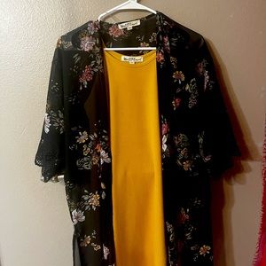 Yellow dress with see thru floral cover